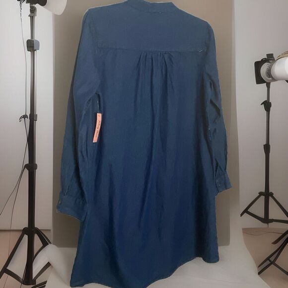 FallingFlowerOld NavyDarkBlueMidi Women’s Shirt Dress LongSleeve ButtonUpSize Xl - Picture 2 of 13